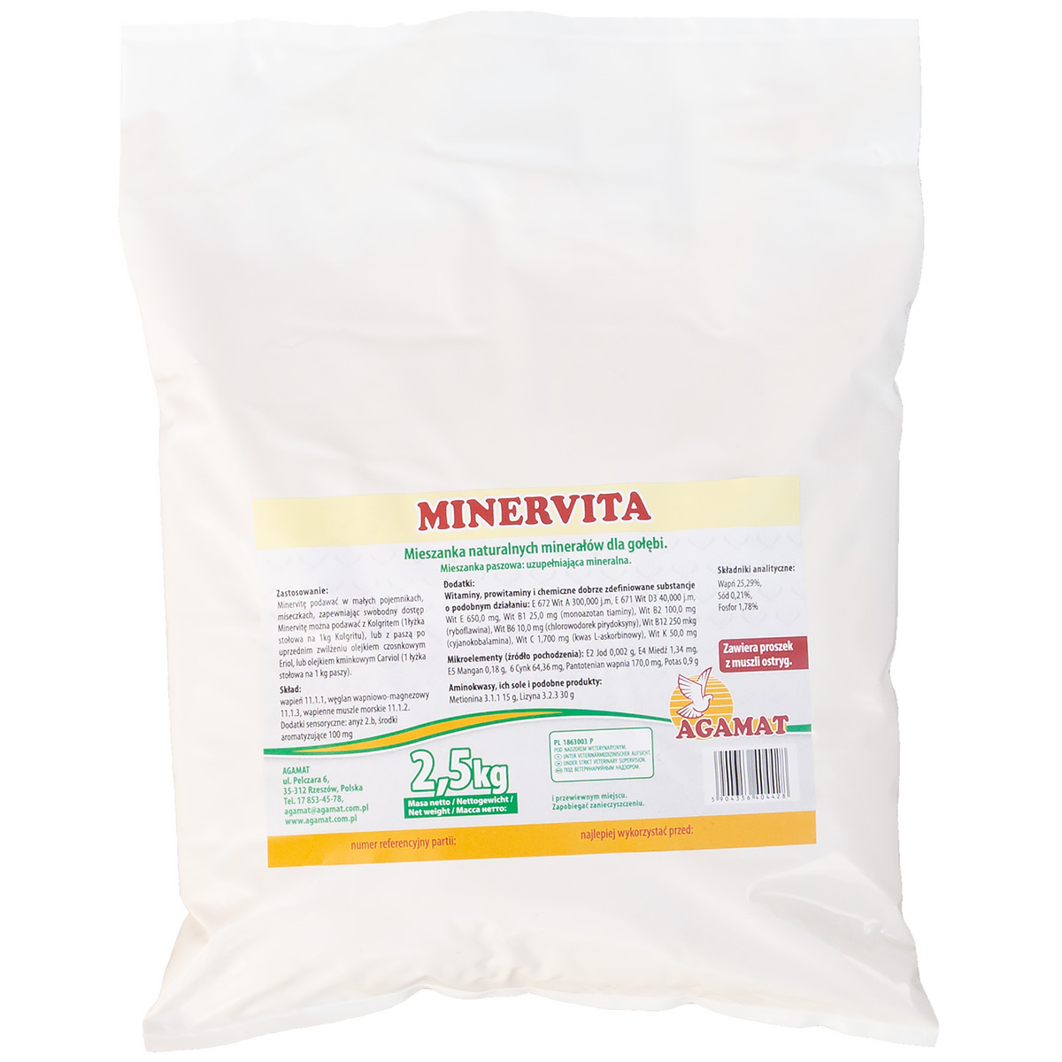 Bogactwo witamin i minerałów dla gołębi MINERVITA 2,5 kg