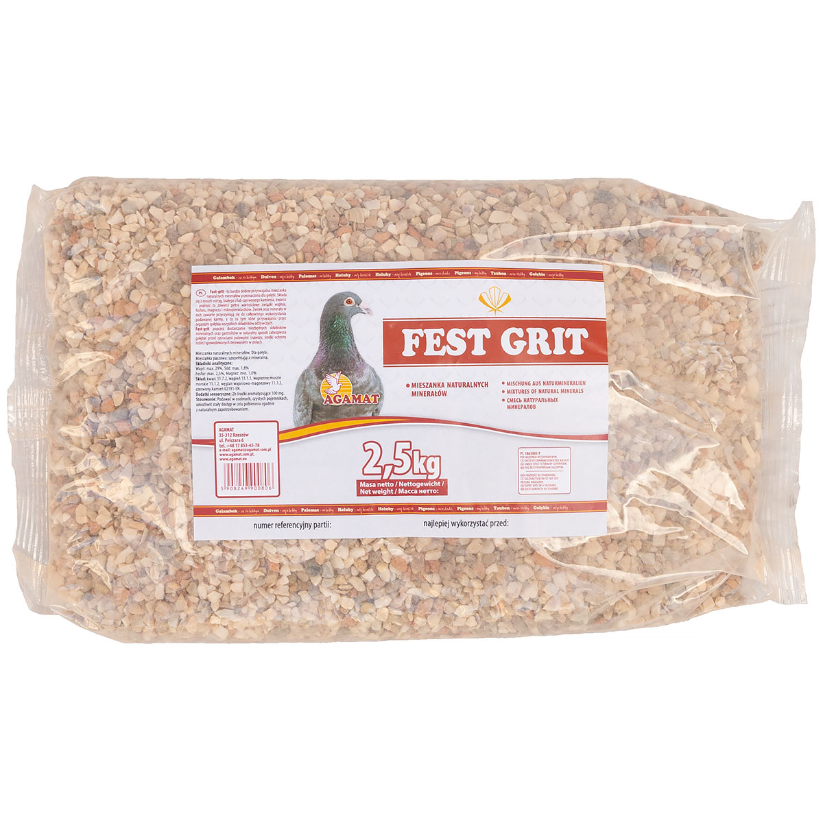 GRIT mineralny dla gołębi AGAMAT Festgrit 2,5 kg z muszlami ostryg i anyżem