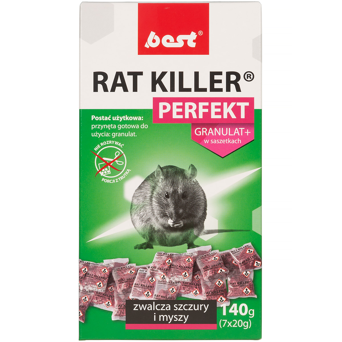 RAT KILLER PERFEKT 140 g granulat do zwalczania szczurów i myszy