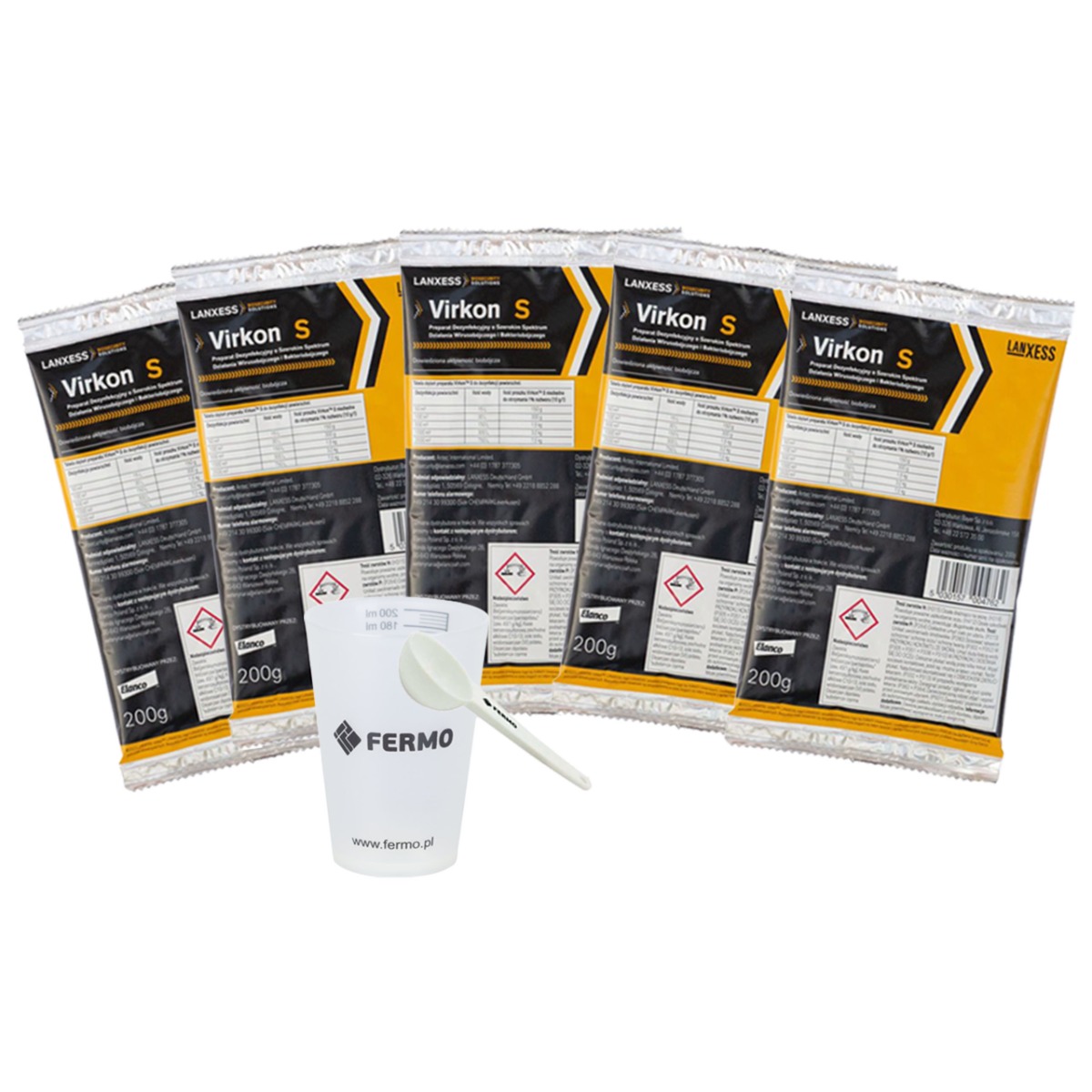 Virkon S 1 kg zestaw 5 x 200 g + łyżeczka i kubek pomiarowy GRATIS