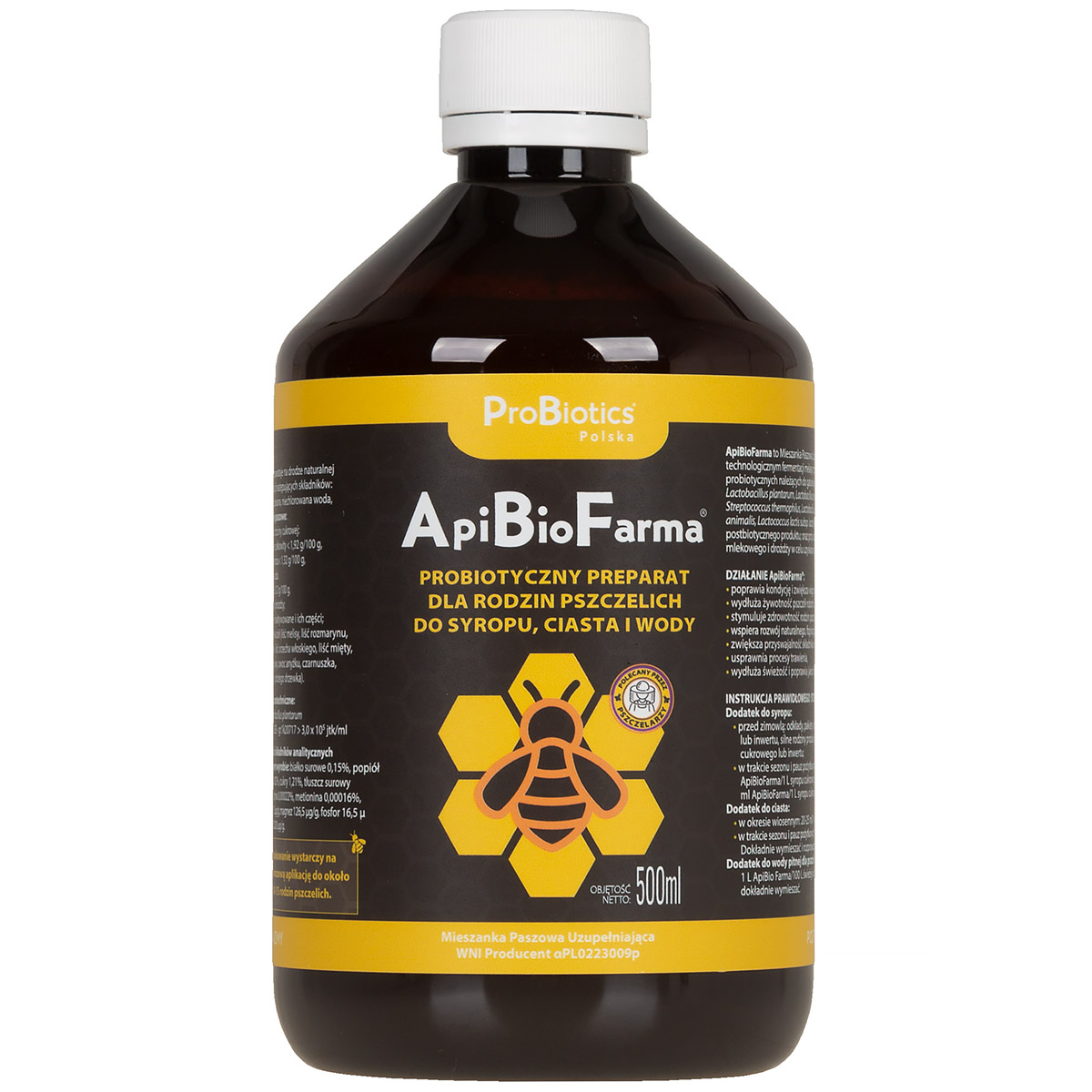 ApiBioFarma probiotyk dla pszczół z ziołami 500 ml