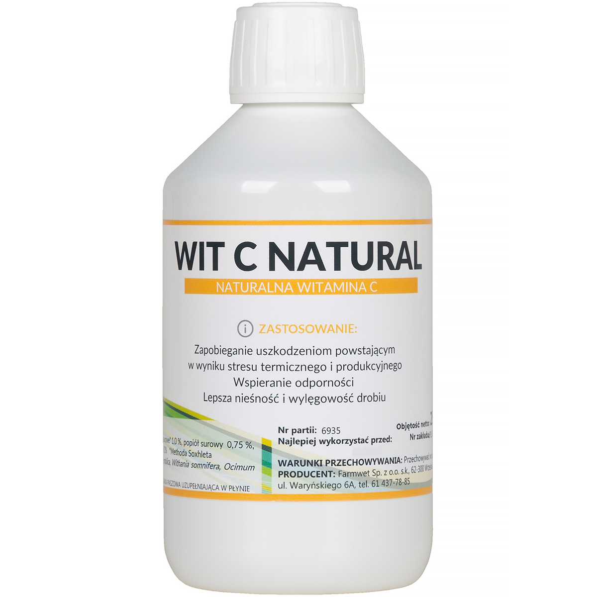 Witamina C dla drobiu na infekcję wirusowe i upały WIT C NATURAL 250 ml