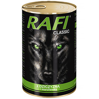 RAFI Classic Mokra karma dla psa trzy smaki indyk jagnięcina dziczyzna 18 x 1240 g + kość