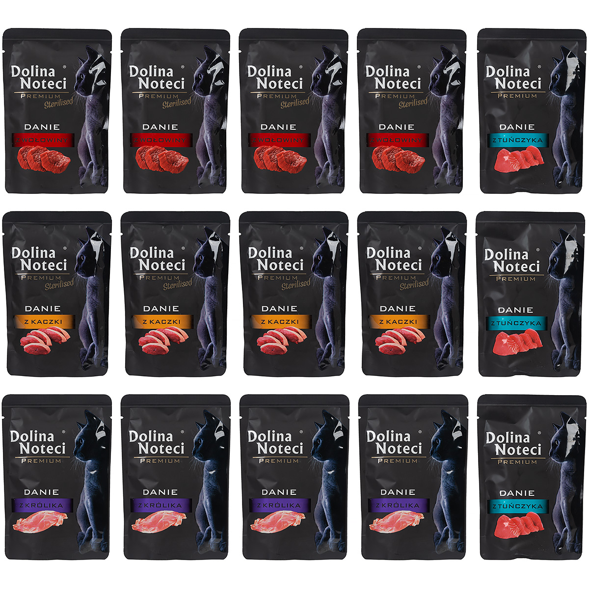 Dolina Noteci karma dla kota mokra Premium MIX królik, tuńczyk, kaczka, wołowina 15 x 85 g