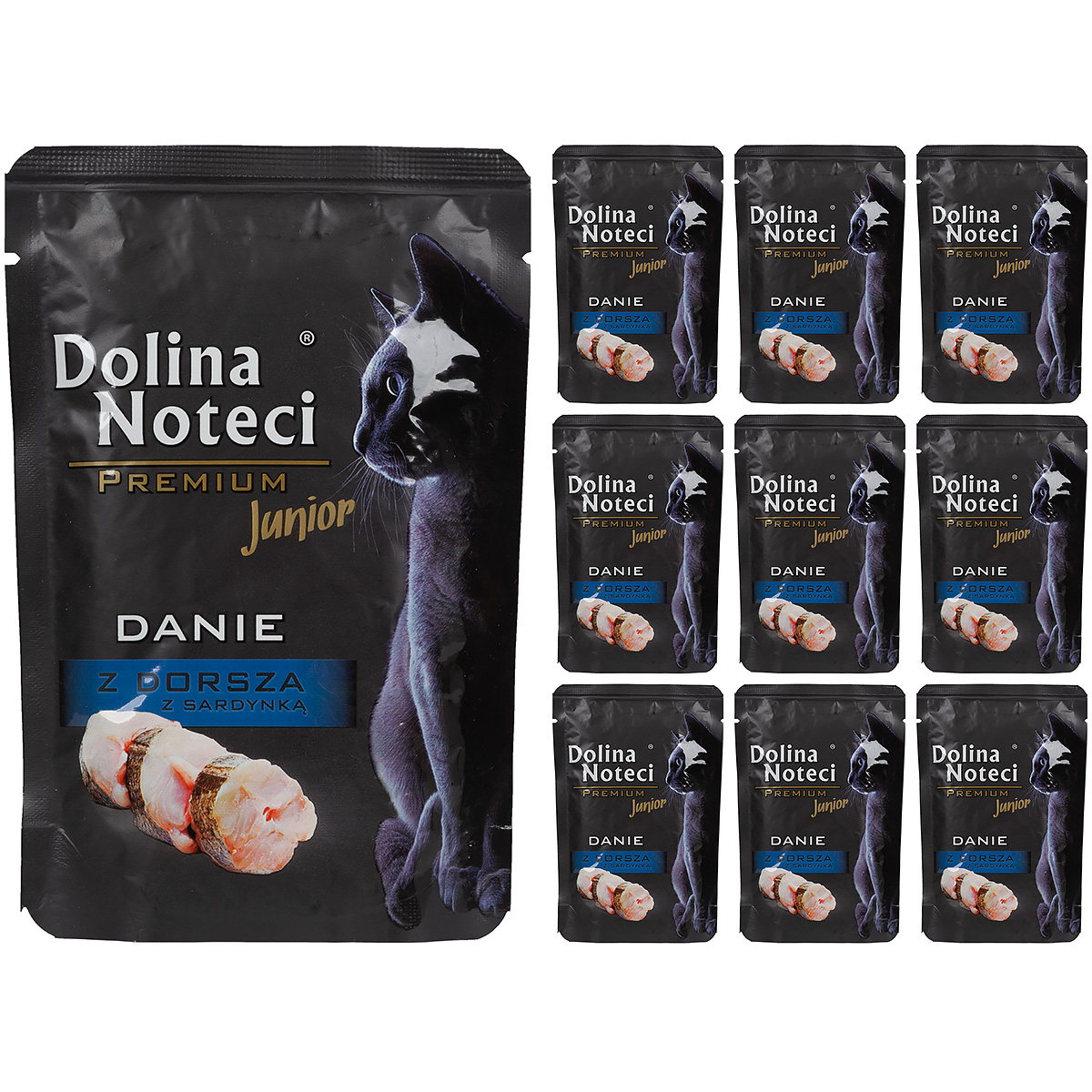 Dolina Noteci karma dla kota mokra Premium Junior danie z dorsza z sardynką 10 x 85 g