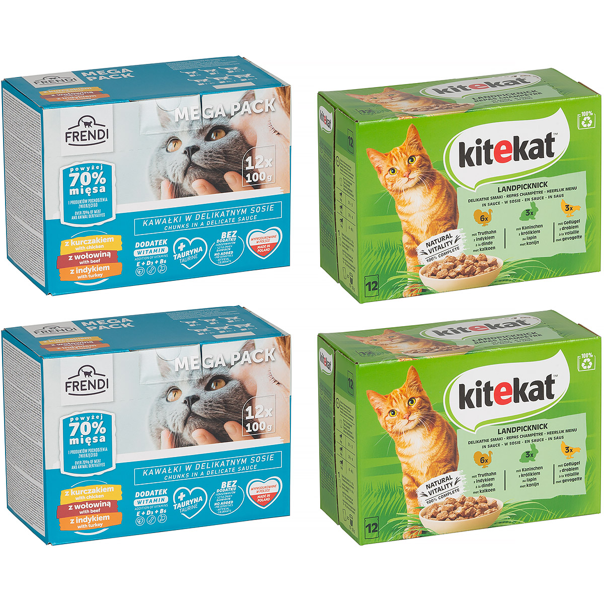 Mokre karmy dla kota KITEKAT FRENDI mix smaków w sosie 48 x 85 g