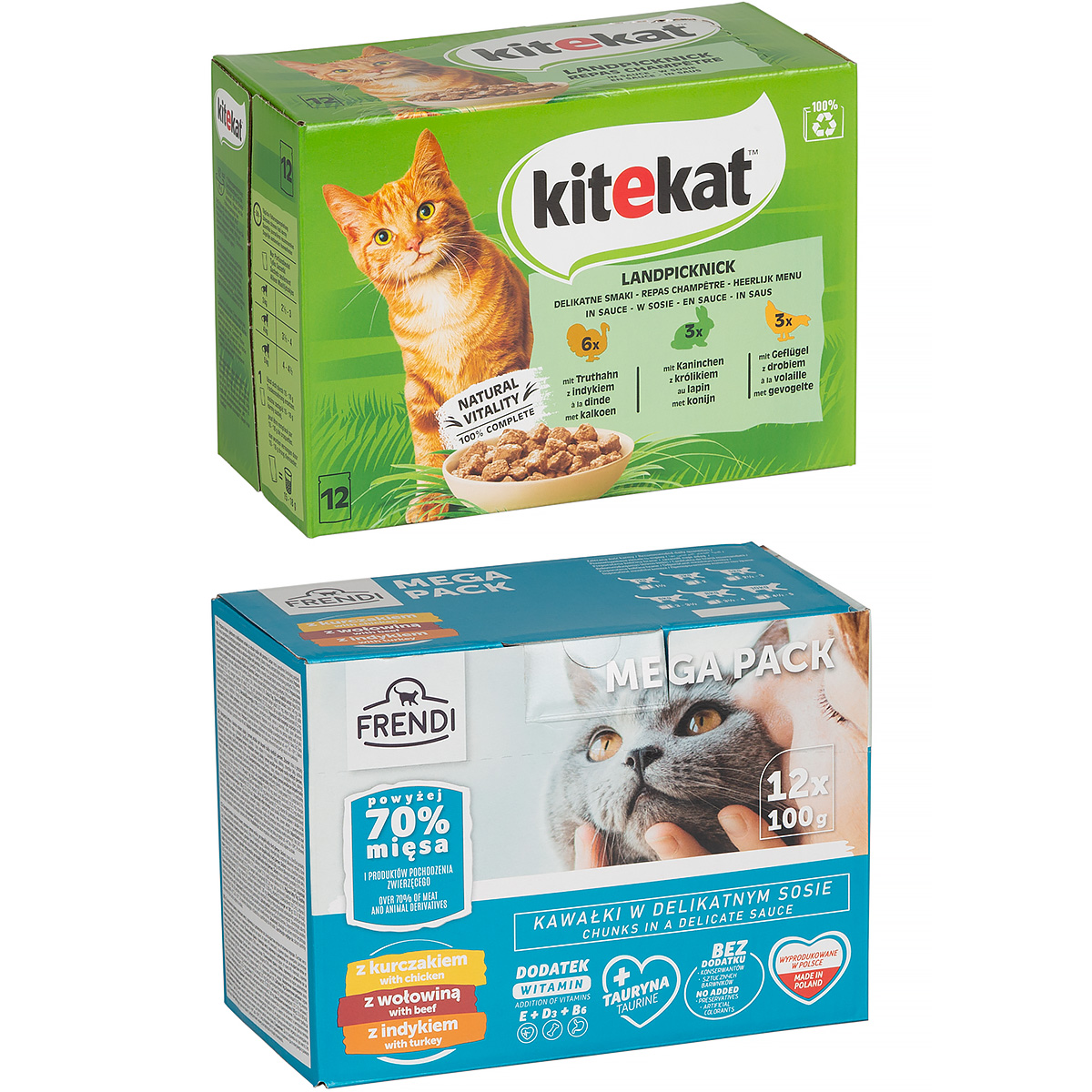 Mokra karma dla kota KITEKAT FRENDI 12 x 85 g + 12 x 100 g