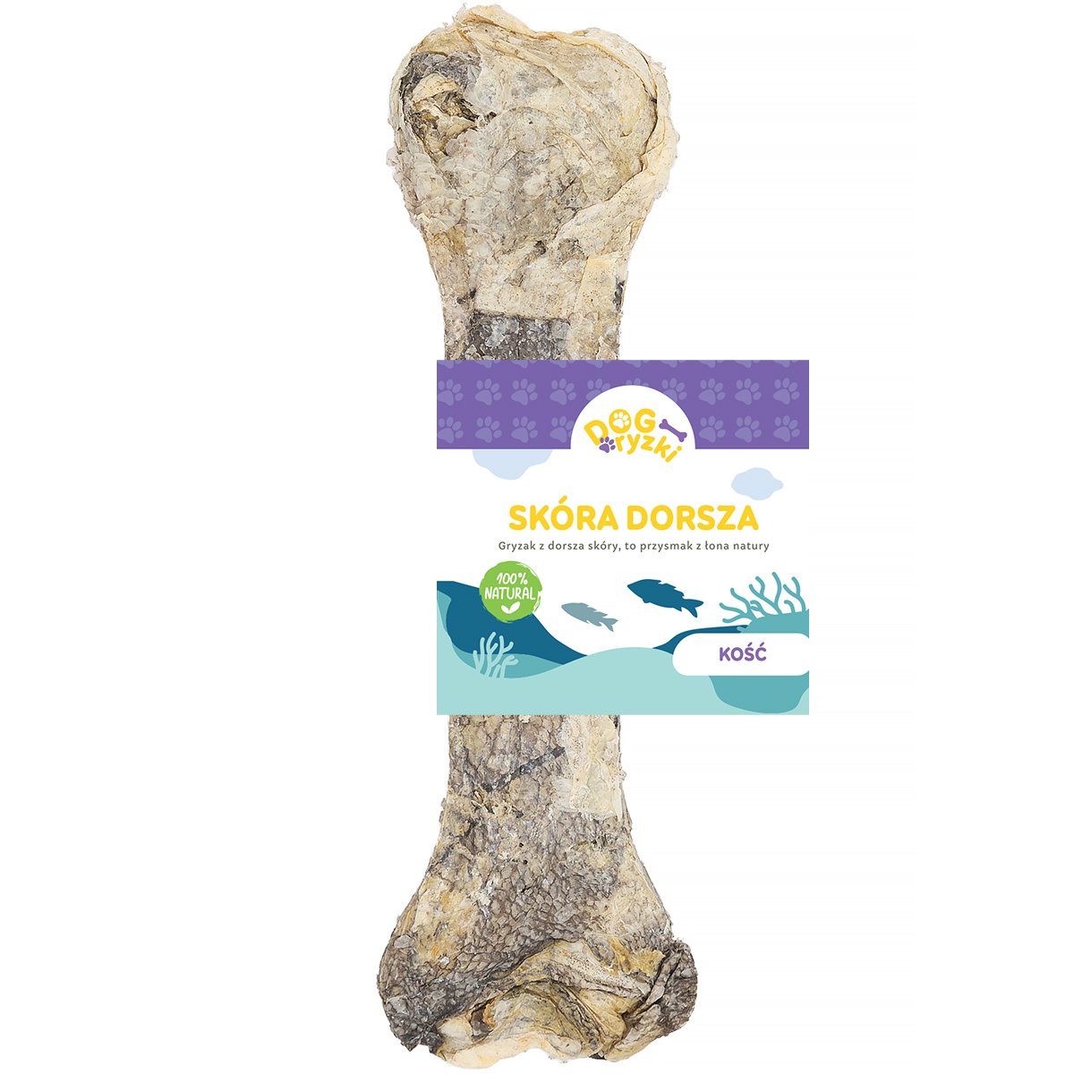 Gryzak dla psa naturalna kość ze skórą z dorsza DOGRYZKI L