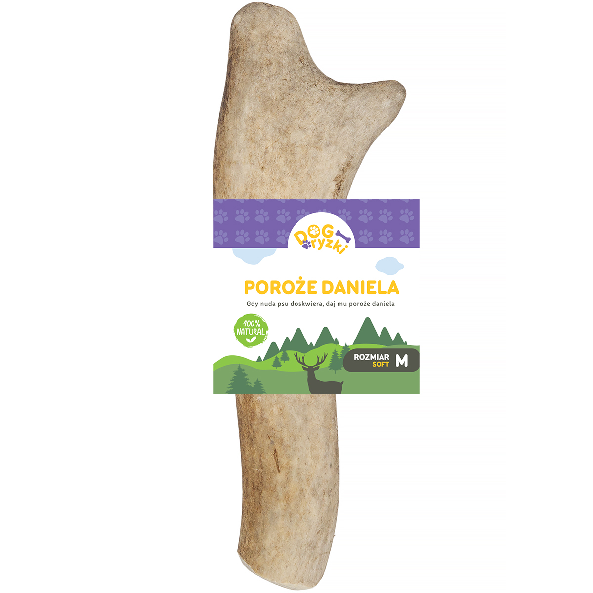 Gryzak z poroża daniela naturalny dla psa DOGRYZKI M soft