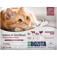 Bozita karma dla kota po sterylizacji Multibox Indoor Sterilised wołowina i indyk w galarecie 12 x 85 g
