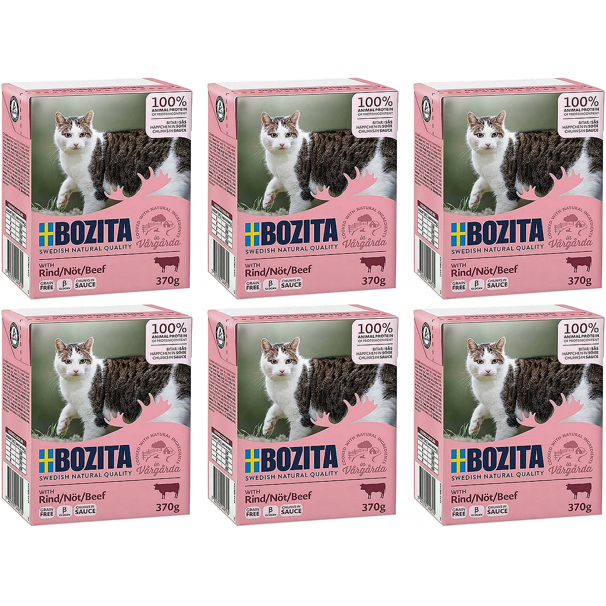 Mokre karmy dla kota Bozita kawałki w sosie z wołowiną 6 x 370 g