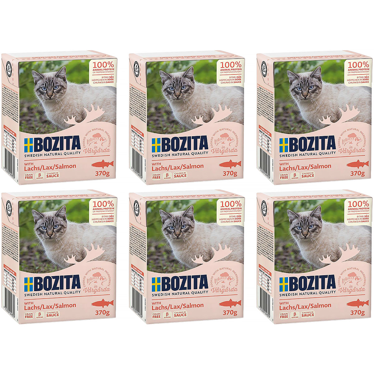 Bozita mokra karma dla kota kawałki w sosie z łososiem 6 x 370 g w saszetkach