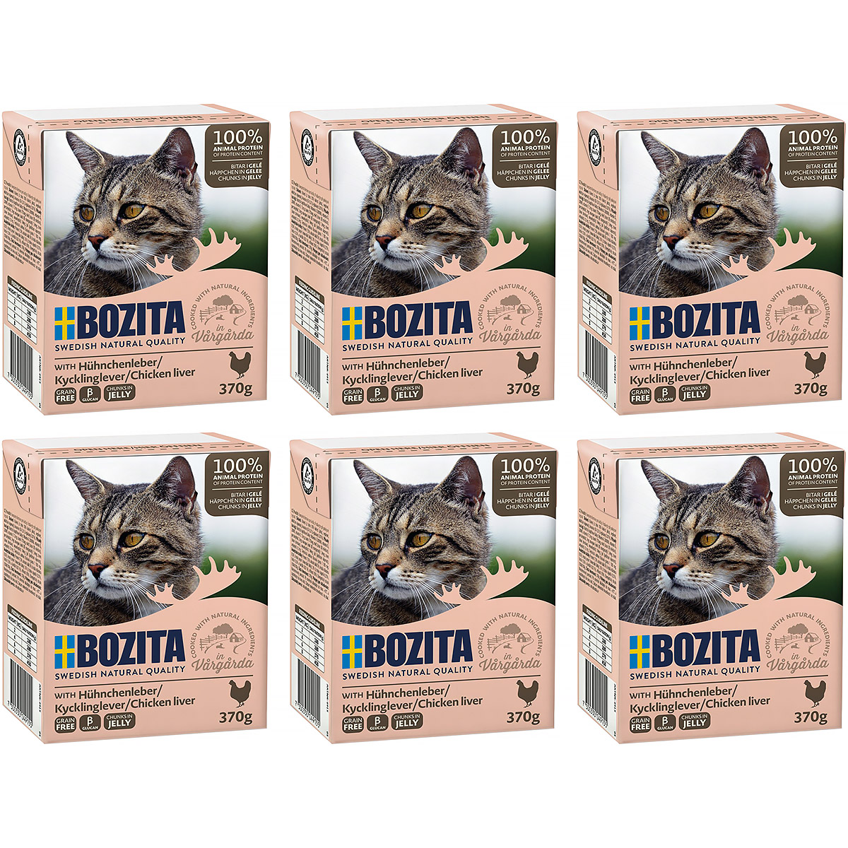Bozita mokra karma dla kota kawałki w galaretce z wątróbką drobiową 6 x 370 g
