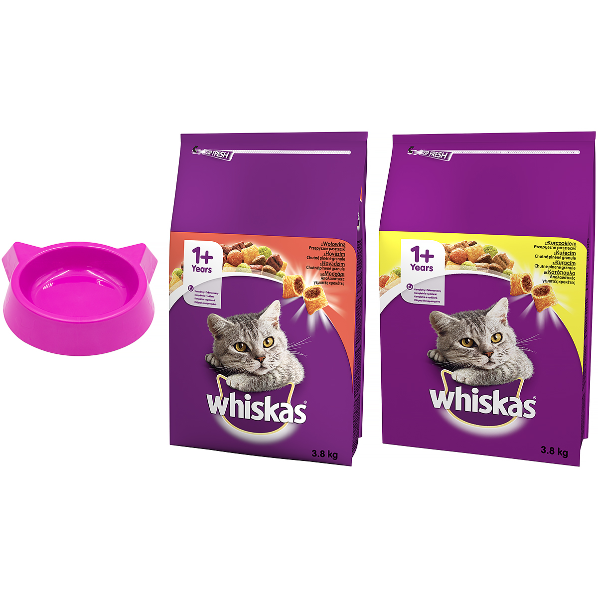 Sucha karma dla kota mix smaków Whiskas  7,6 kg + miska gratis