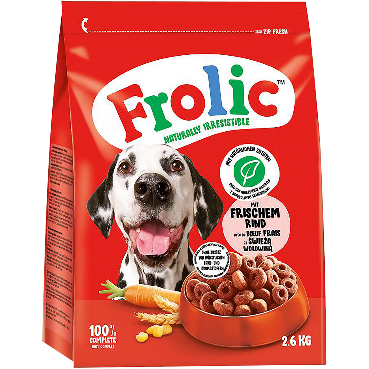 Sucha miękka karma dla psa FROLIC z wołowiną i warzywami 2,6 kg 