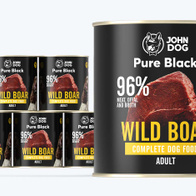 JOHN DOG PURE BLACK Mokra karma dla dorosłego psa z dziczyzną 6 x 800 g