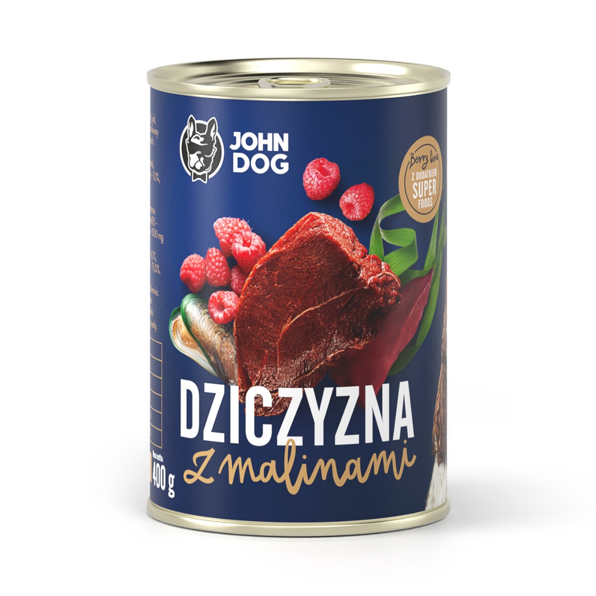 Mokra karma dla psów dziczyzna z malinami JOHN DOG 400 g dorosłe psy 