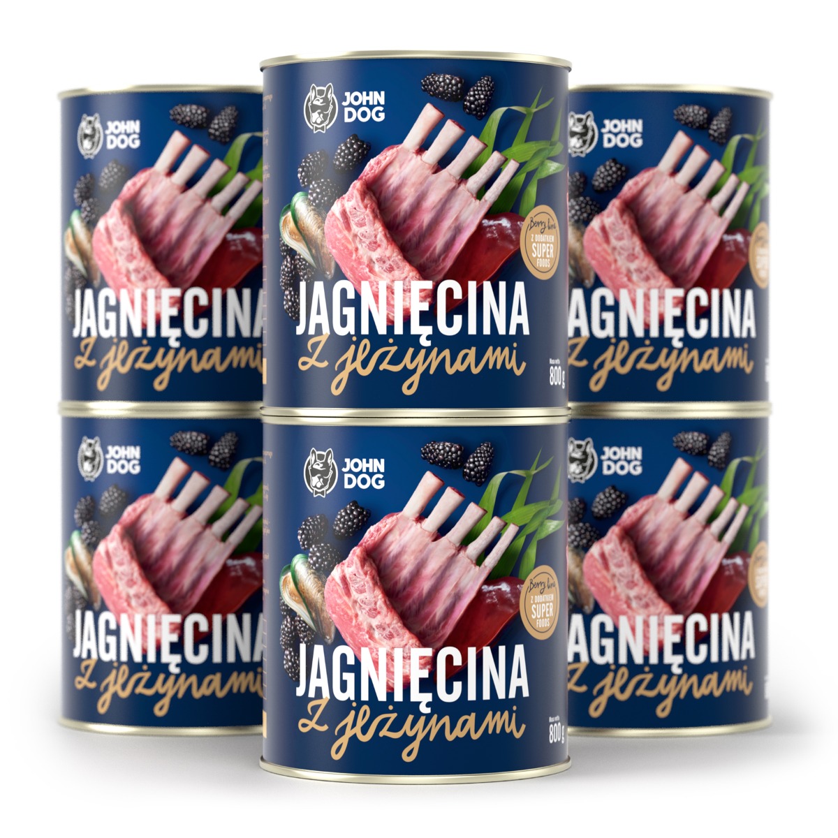 Mokra karma dla psów jagnięcina z jeżynami JOHN DOG 6 x 800 g dorosłe psy
