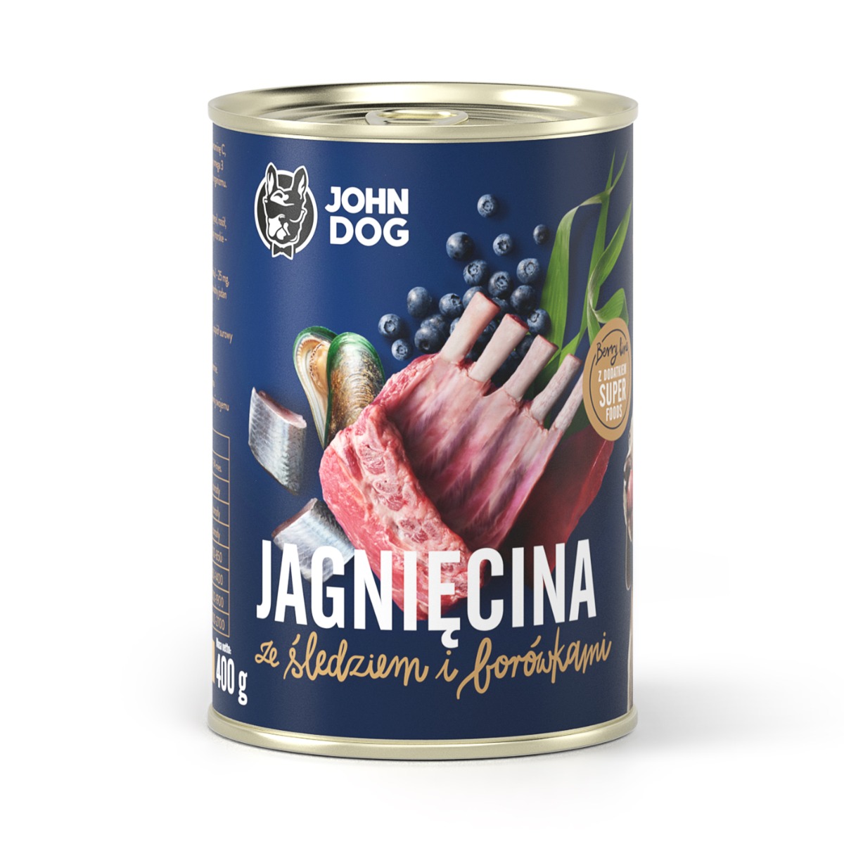 Mokra karma dla psów jagnięcina i śledź z borówkami JOHN DOG 400 g szczeniaki