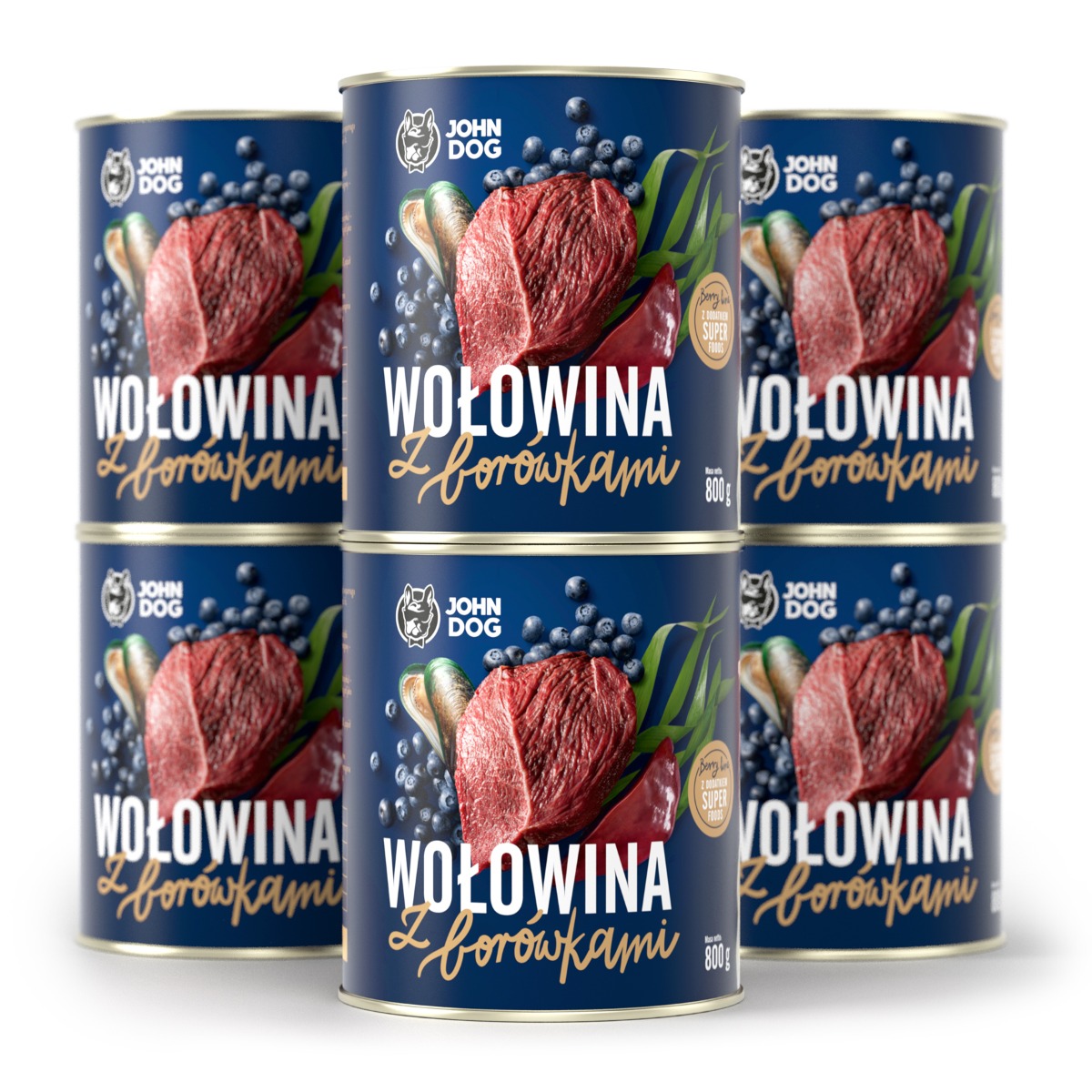 Mokra karma dla psów wołowina z borówkami JOHN DOG 6 x 800 g dorosłe psy