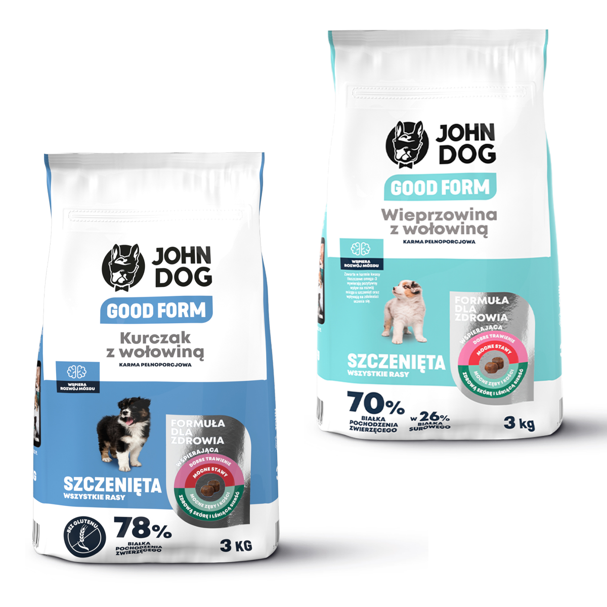 Zestaw suchej karmy dla szczeniąt John Dog Good Form 